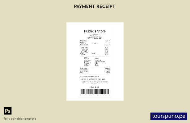 listo para imprimir plantilla de recibo de pago de Public'S Store